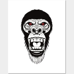 Angry Gorilla Head Posters and Art